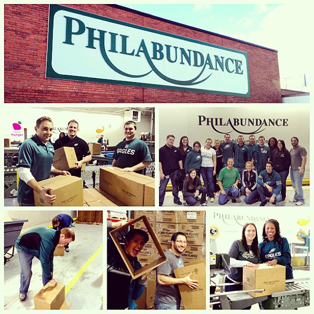 staff members volunteering at Philabundance today!