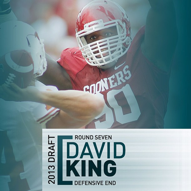 Oklahoma defense bookends the 2013 #EaglesDraft. Welcome DE David King to the nest!