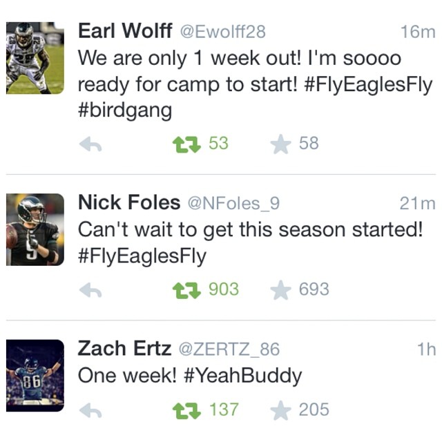 Your birds are ready to #FlyEaglesFly. 1 week to #EaglesCamp.