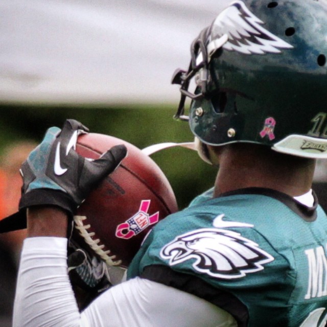 Thinking pink at practice.