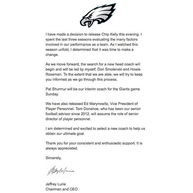 Letter from Chairman and CEO Jeffrey Lurie.