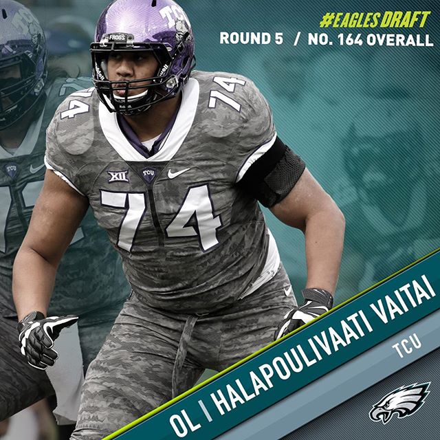 With the 164th pick in the draft, the select OL Halapoulivaati Vaitai. Welcome to Philadelphia!